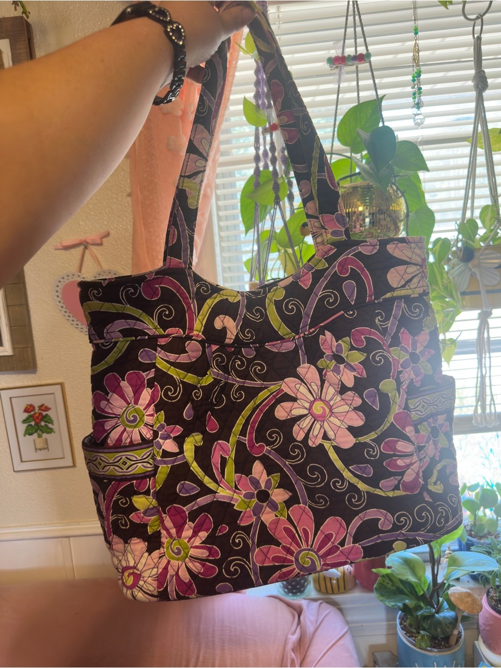 Vera Bradley purple punch tote bag retired